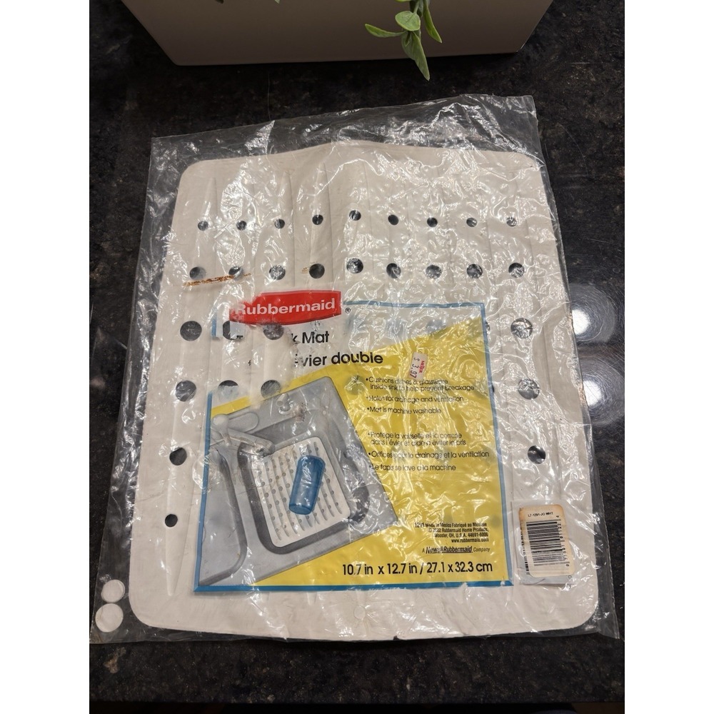 Rubbermaid Twin Sink Mat 1291 White 10.7 x 12.7 Kitchen Sink Protector NOS